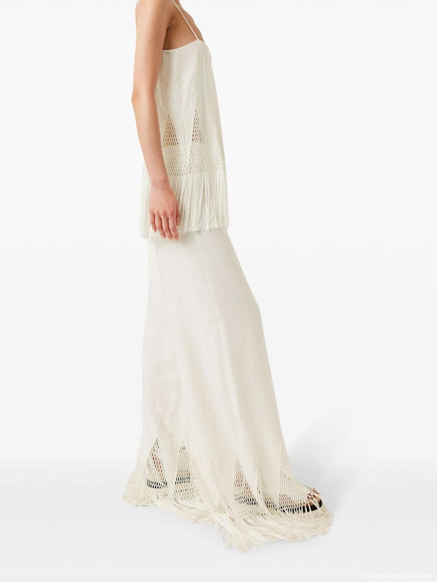 Cheap wide-leg fringe Women McCartney Stella pants open-knit 0717